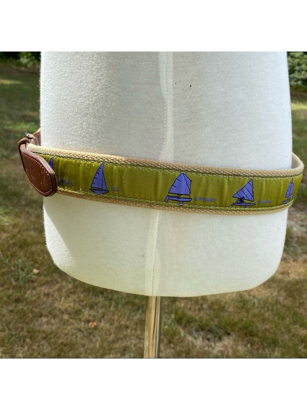 THE BELTED COW BELT GREEN BLUE TAN SAILBOATS NAUTICAL SIZE 40 USA MENS ACCESSORY